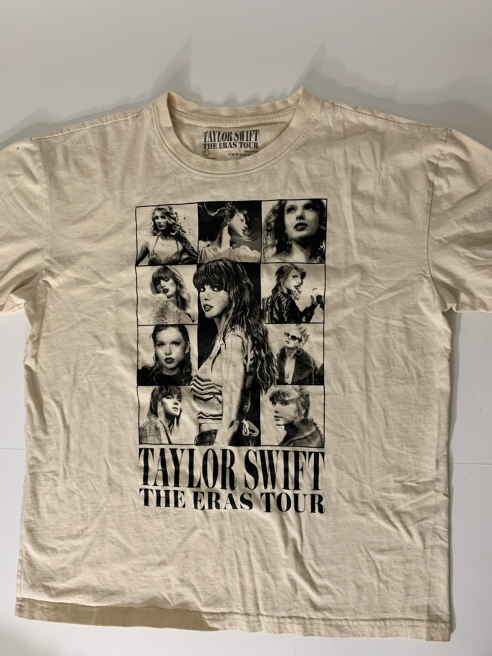 Taylor Swift Cream T‑Shirt with Black Tour Photo Grid